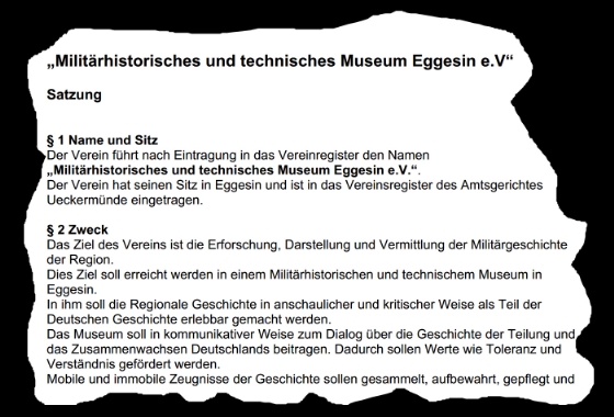 Satzung des Militärhistorischen und technischen Museum Eggesin